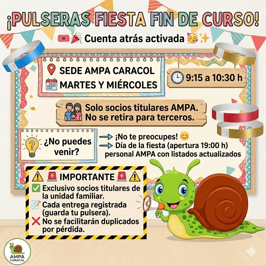 🎟️🎉 ¡PULSERAS FIESTA FIN DE CURSO!&nbsp;🎉🎟️
