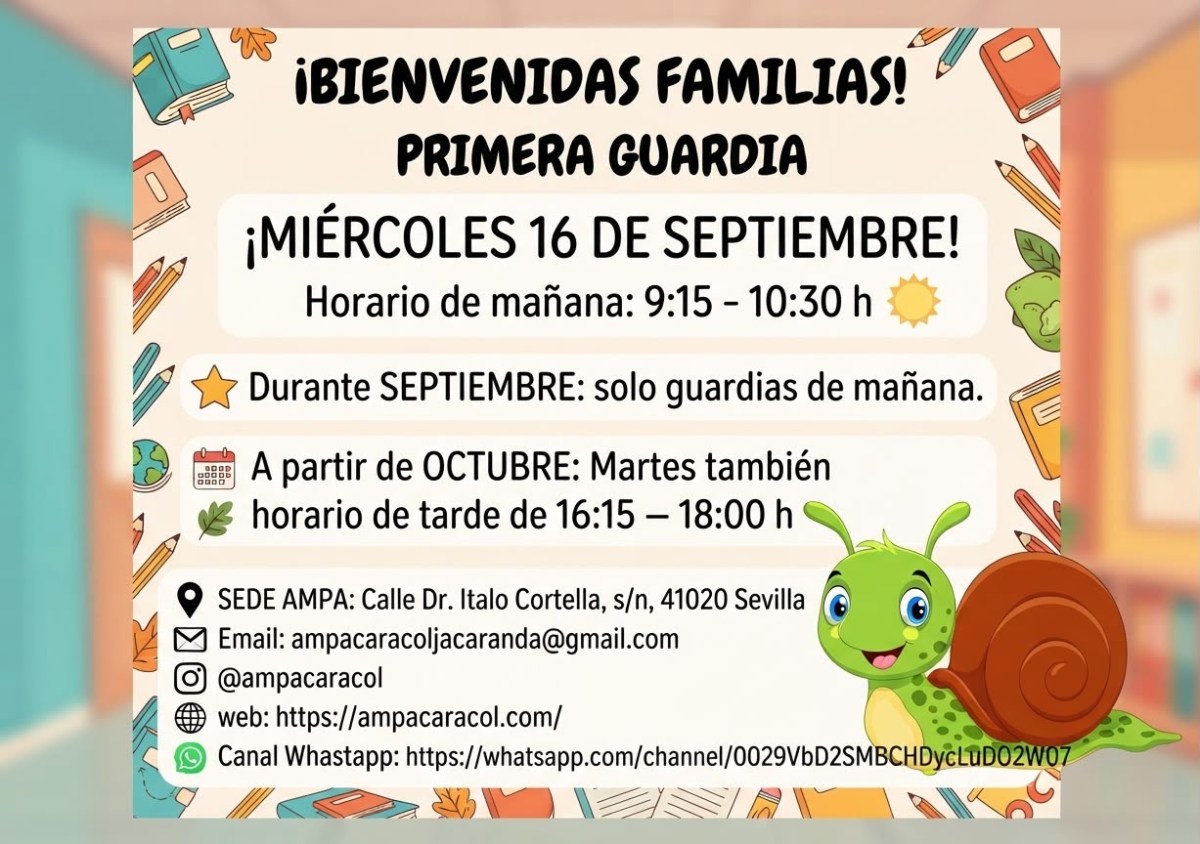 🐌💚✨ ¡Hola, familias de AMPA Caracol!&nbsp;✨💚🐌